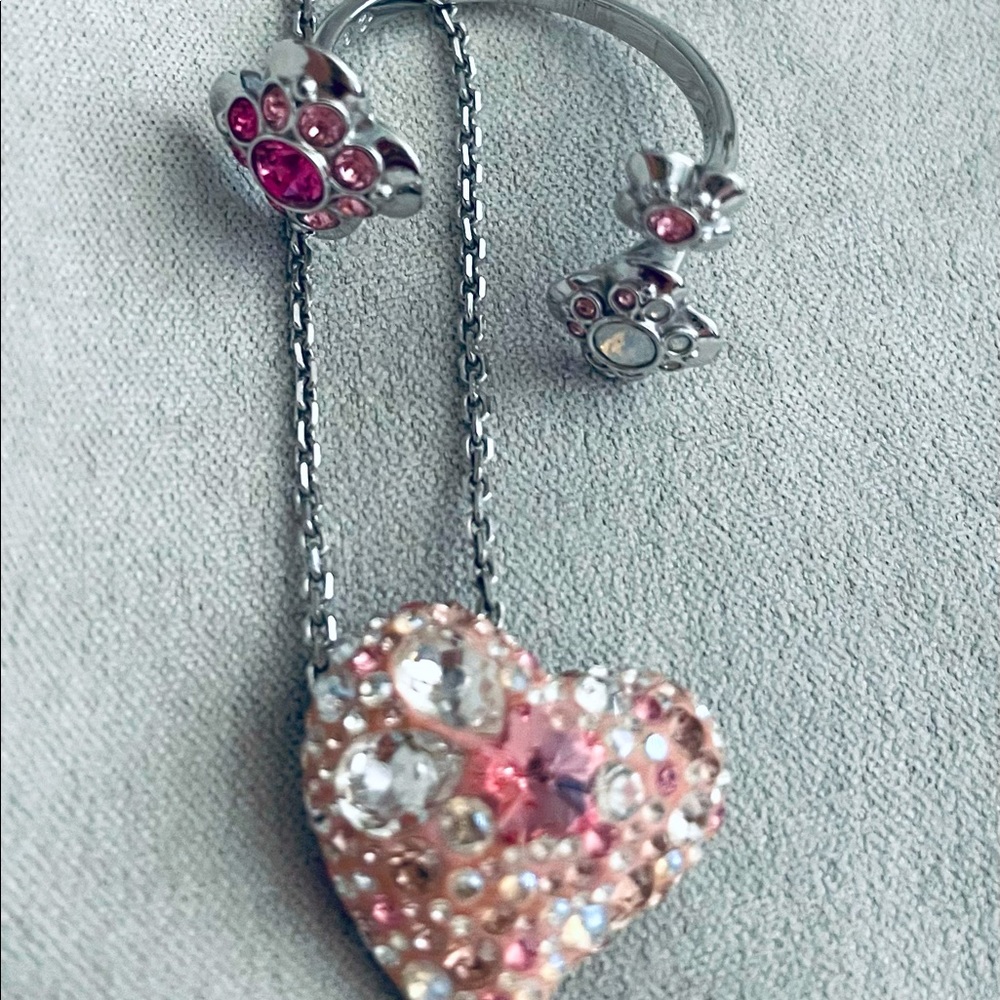 Swarovski Crystal Pink Heart Necklace and Swarovski Flower Ring as a Set